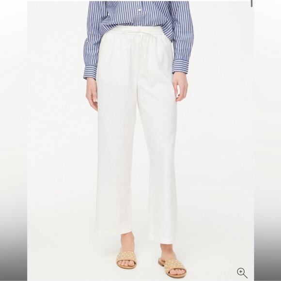 J.Crew Linen-blend slim wide-leg drawstring pant 2 - Picture 1 of 6